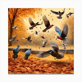 Birds In The Autumn Canvas Print