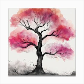 Beguiling Watercolor Painting, Watercolor Texture, A Tree, In The Style Of Anime Art, Mustard Hot Pi Canvas Print