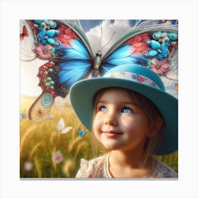 Little Girl With Butterfly 2 Canvas Print