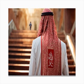 Arabic Man Standing On Stairs Canvas Print