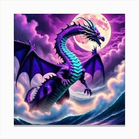 Purple Dragon In The Ocean Canvas Print