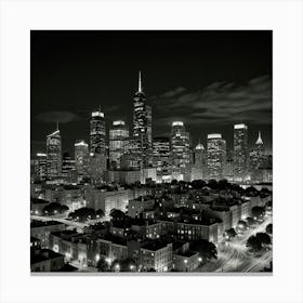 Chicago Skyline At Night 1 Canvas Print