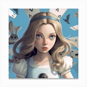Alice In Wonderland Surreal Square Canvas Print