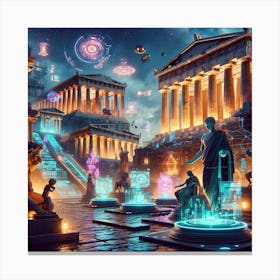 Modern Technology Meets With Ancient Greece Canvas Print