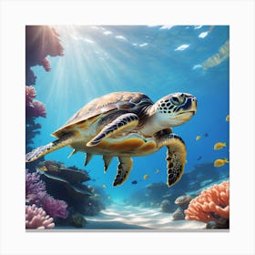 Sea Turtle In The Ocean 1 Canvas Print