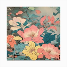 Beautiful Pastel Abstract Flowers Canvas Print