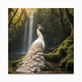 Beautiful white peacock in jungle  Canvas Print