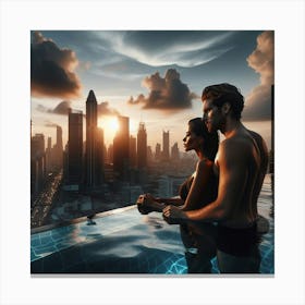 Admiring The Cityscape Canvas Print