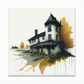 Colored House Ink Painting (40) Canvas Print