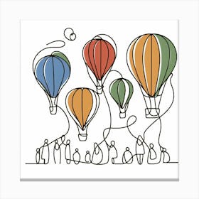 One line of Air Balloons, Picasso style 1 Canvas Print