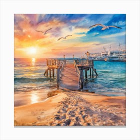 Sunset At The Beach 3 Canvas Print