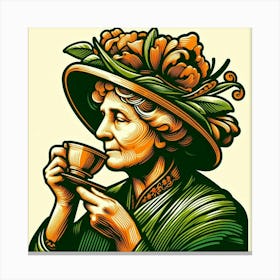 Lady Drinking Tea Canvas Print