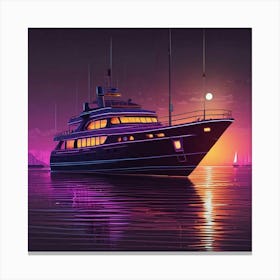 Yacht At Night 2 Canvas Print