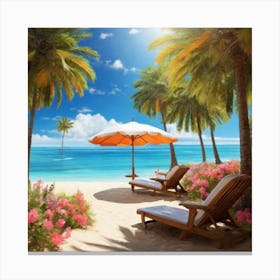 Beach Lounge Chairs Canvas Print