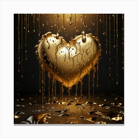 Gold Heart On Black Background Canvas Print