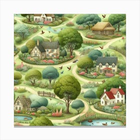 Summer Country Village Canvas Print