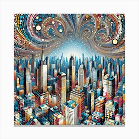 Dancing Cities in a Confetti Blizzard 1 Canvas Print