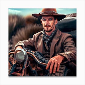 Man On A Motorcycle Canvas Print