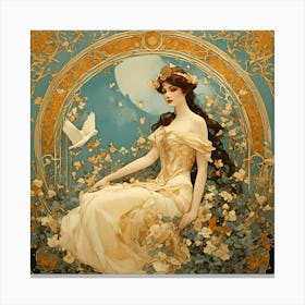 Girl in Art Nouveau Style Art Print Canvas Print