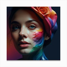 Portrait Of A Woman With Colorful Paint Canvas Print