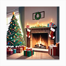 Christmas Tree In The Living Room 8 Canvas Print
