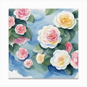 Watercolor Roses Canvas Print