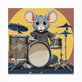 Mouse Playing Drums 2 Canvas Print