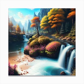 Waterfall In The Forest 30 Canvas Print