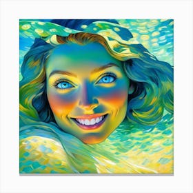 Beautiful Woman With Blue Eyes dyi Canvas Print