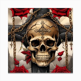 Skull And Roses 6 Canvas Print