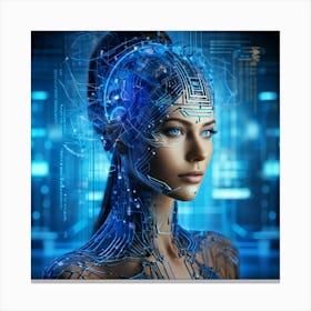 Futuristic Scene Of A Womans Abstract Head Bridging Human Anatomy With Cybernetic Innovation Alon (6) Canvas Print