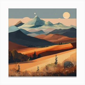 Boho Art Minimalist Landscape Mountains (14) Canvas Print