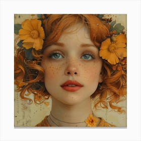 Girl With Flowers 4 Canvas Print