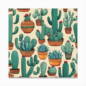Cactus Seamless Pattern 9 Canvas Print