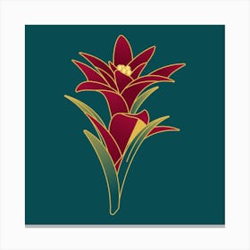 Red Flower On A Green Background Canvas Print