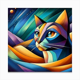 Saffron Low Poly Cat Canvas Print