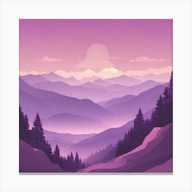 Misty mountains background in purple tone 122 Canvas Print