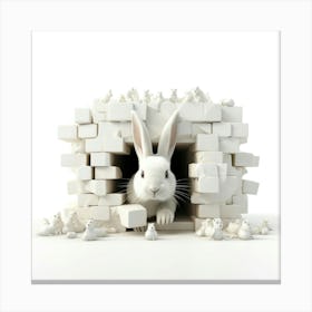 White Rabbit In A Brick Wall Canvas Print