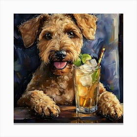 Airedale Welshie At The Bar 12 Canvas Print