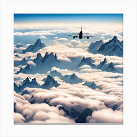 Airplane Flying Over Mountains Canvas Print