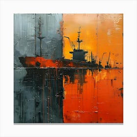 Ship In The Harbor, Abstract Expressionism, Minimalism, and Neo-Dada Canvas Print