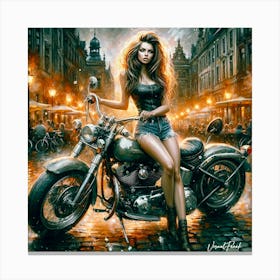 Harley Davidson Girl Canvas Print