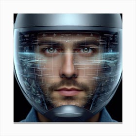 Portrait Of A Man In A Helmet Canvas Print