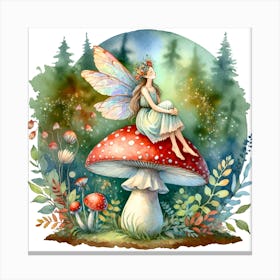 Fairy On A Mushroom 2 Canvas Print