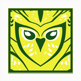Chic Owl Green And Yellow Canvas Print