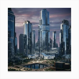 Futuristic Cityscape Canvas Print