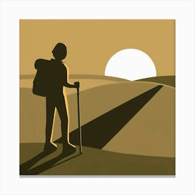 Silhouette Of A Hiker Canvas Print