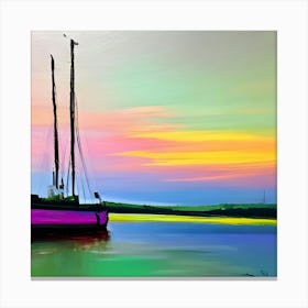 Sailboat At Sunset Canvas Print