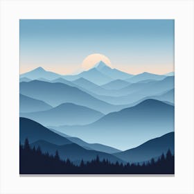Misty mountains background in blue tone 70 Canvas Print