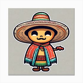 Mexican Sombrero And Pancho Sticker 2d Cute Fantasy Dreamy Vector Illustration 2d Flat Center (5) Canvas Print